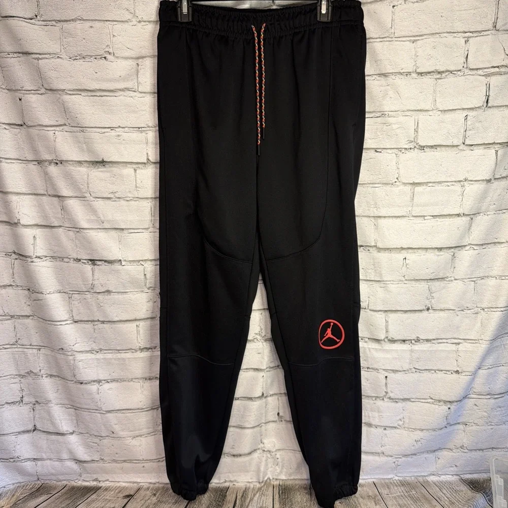 Jordan Pants Mens Medium Black Jogger Elastic Waist Drawstring Sweatpants